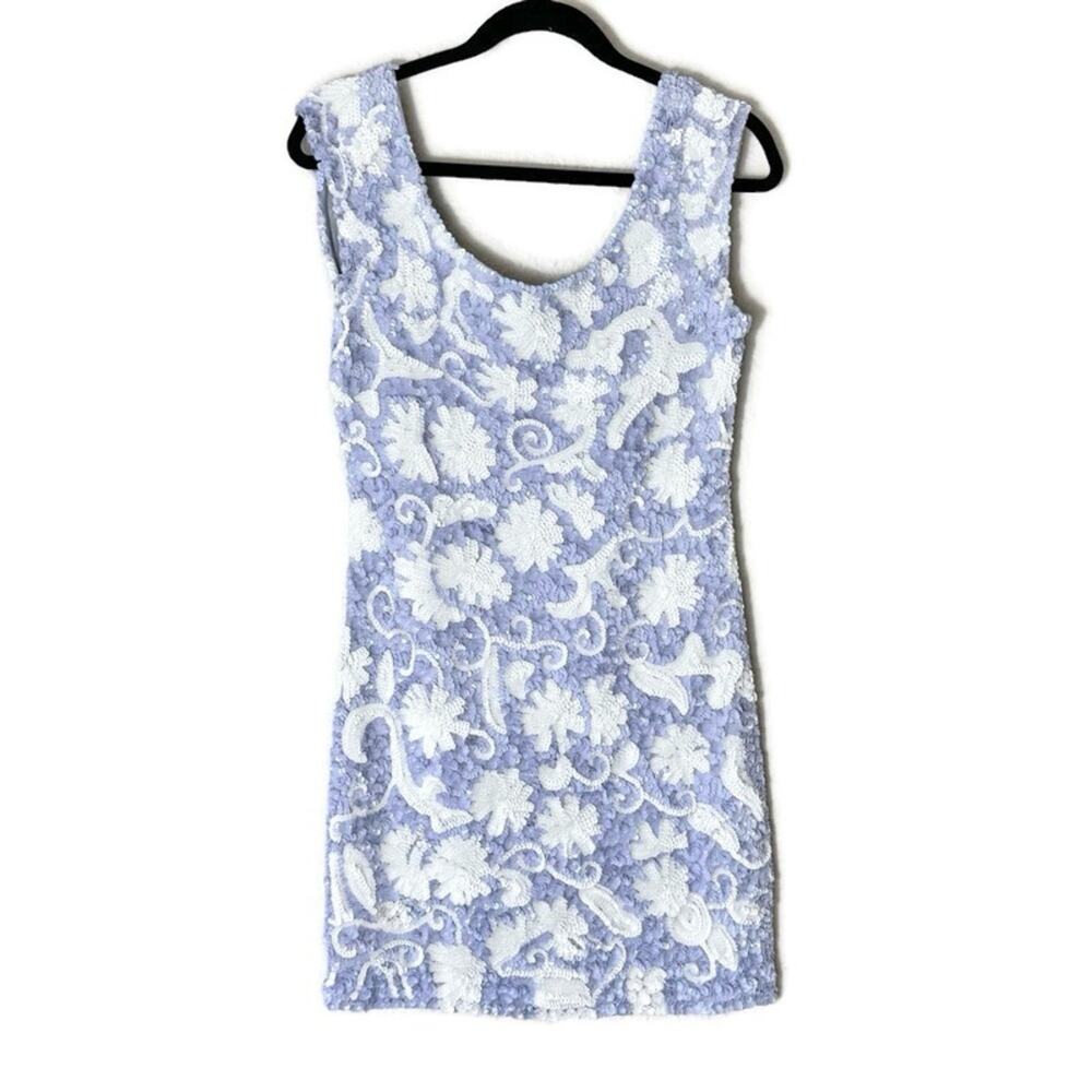 Free People Periwinkle Blue Sequin Sleeveless Mini Dress Size Small